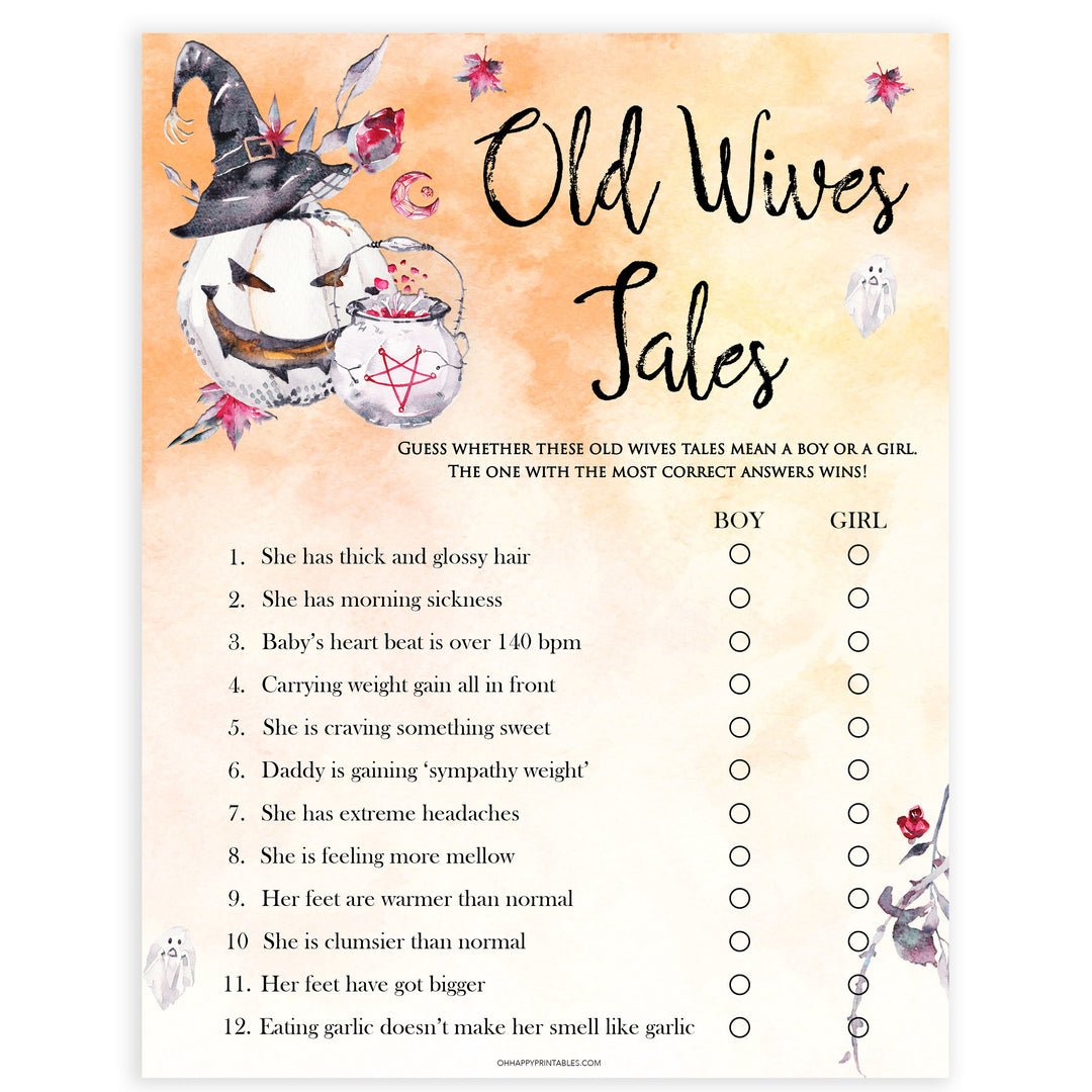 Halloween pumpkin baby games, Old Wives Tales baby games, printable baby games, best baby games, top baby games halloween baby shower, halloween baby ideas, best baby games