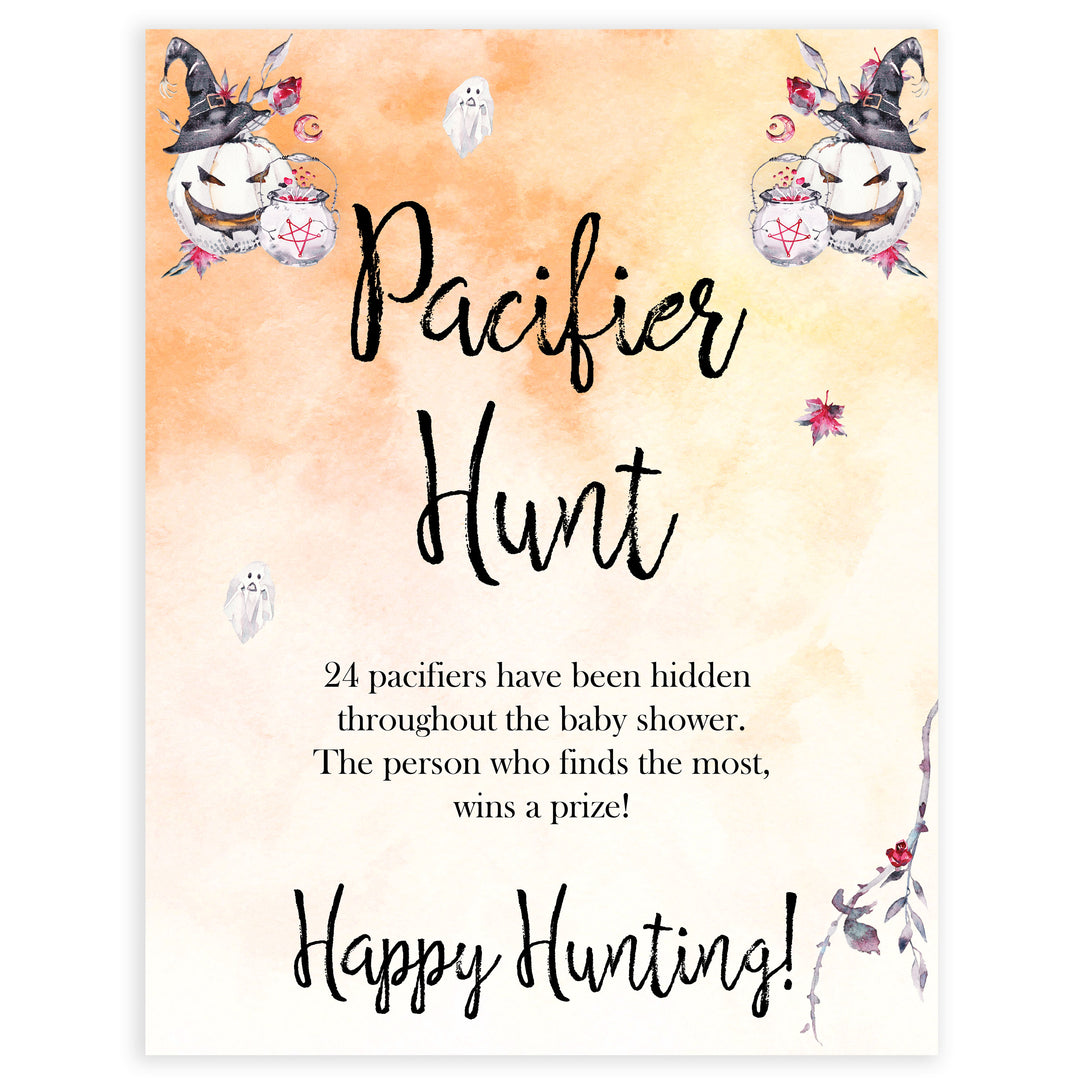 Halloween pumpkin baby games, pacifier hunt baby games, printable baby games, best baby games, top baby games halloween baby shower, halloween baby ideas, best baby games