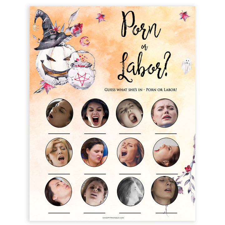 Halloween pumpkin baby games, labor or porn baby games, printable baby games, best baby games, top baby games halloween baby shower, halloween baby ideas, best baby games