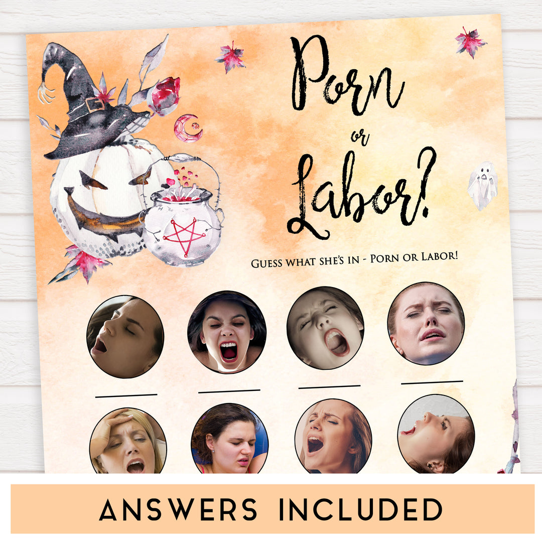 Halloween pumpkin baby games, labor or porn baby games, printable baby games, best baby games, top baby games halloween baby shower, halloween baby ideas, best baby games
