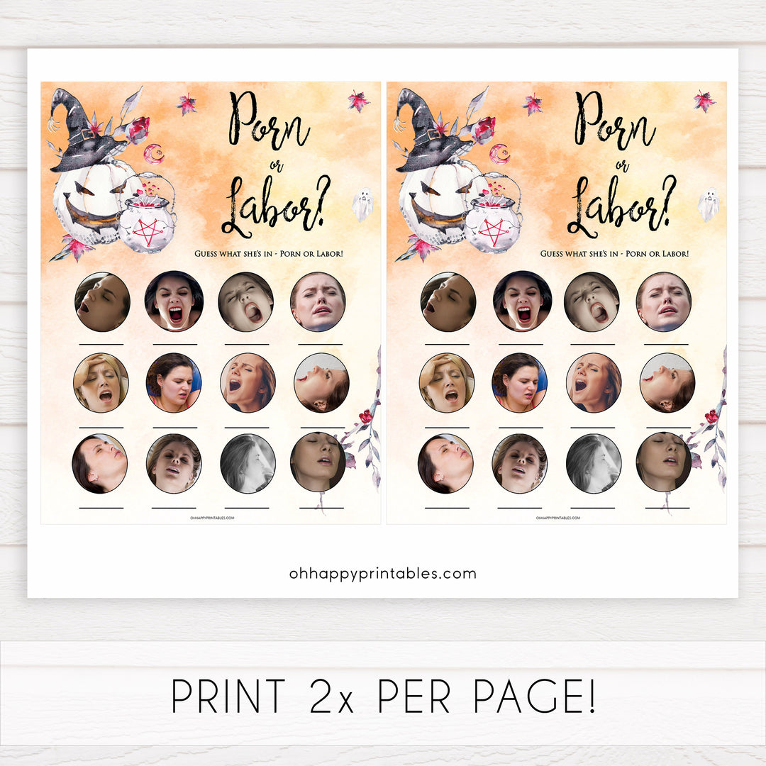 Halloween pumpkin baby games, labor or porn baby games, printable baby games, best baby games, top baby games halloween baby shower, halloween baby ideas, best baby games