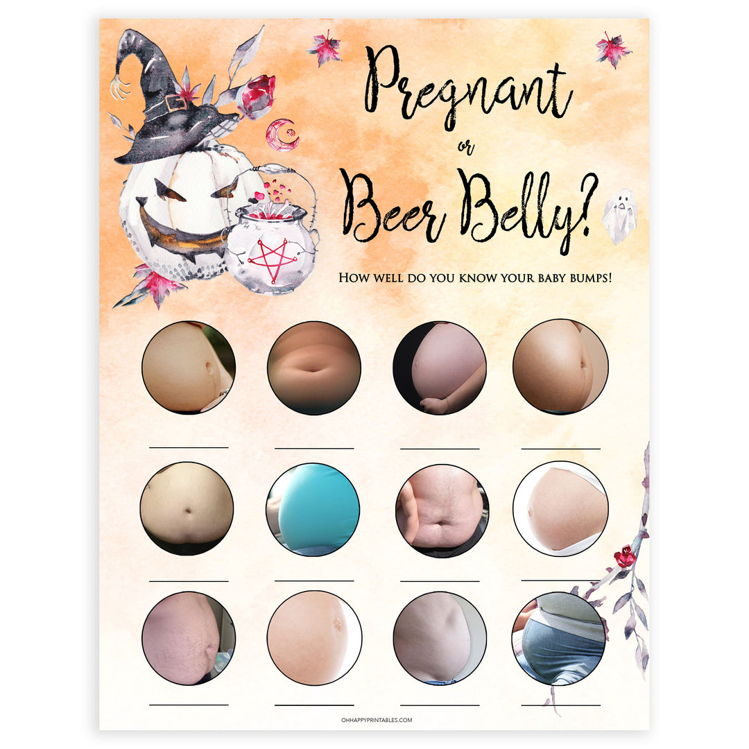 Halloween pumpkin baby games, pregnant or beer belly baby games, printable baby games, best baby games, top baby games halloween baby shower, halloween baby ideas, best baby games