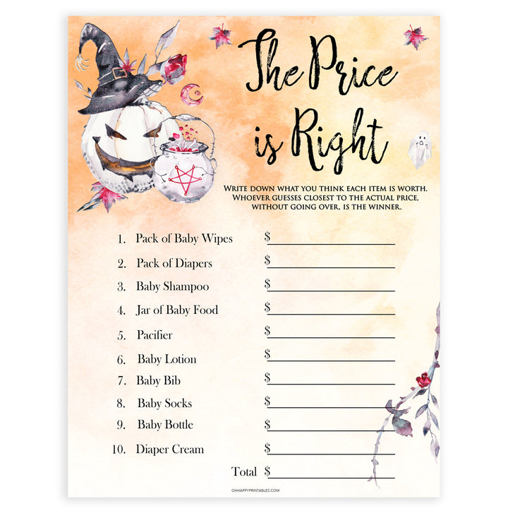 Halloween pumpkin baby games, price is right baby games, printable baby games, best baby games, top baby games halloween baby shower, halloween baby ideas, best baby games