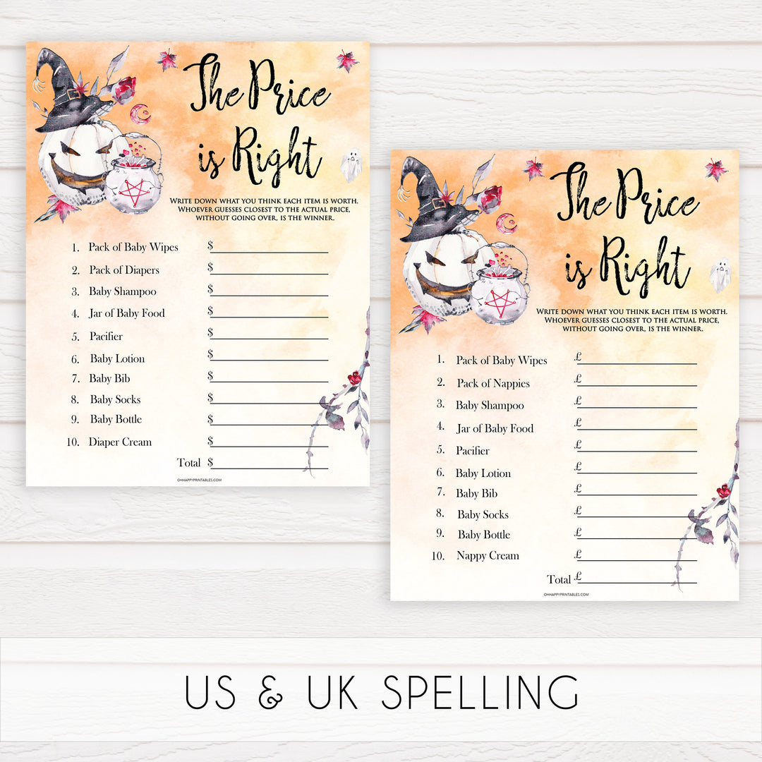 Halloween pumpkin baby games, price is right baby games, printable baby games, best baby games, top baby games halloween baby shower, halloween baby ideas, best baby games