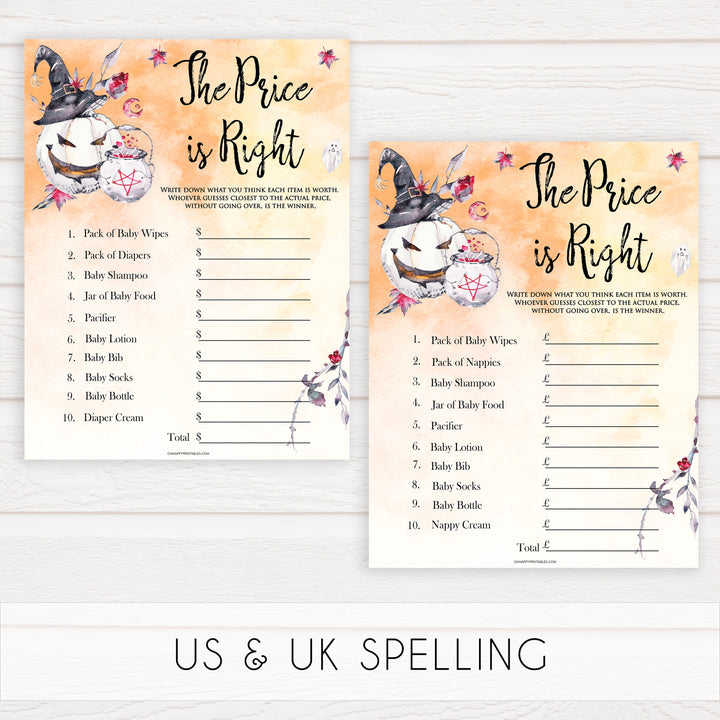 Halloween pumpkin baby games, price is right baby games, printable baby games, best baby games, top baby games halloween baby shower, halloween baby ideas, best baby games