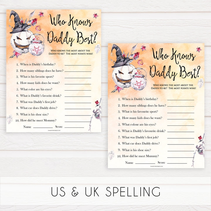 Halloween pumpkin baby games, who knows daddy best baby games, printable baby games, best baby games, top baby games halloween baby shower, halloween baby ideas, best baby games