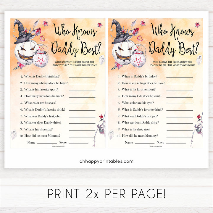 Halloween pumpkin baby games, who knows daddy best baby games, printable baby games, best baby games, top baby games halloween baby shower, halloween baby ideas, best baby games