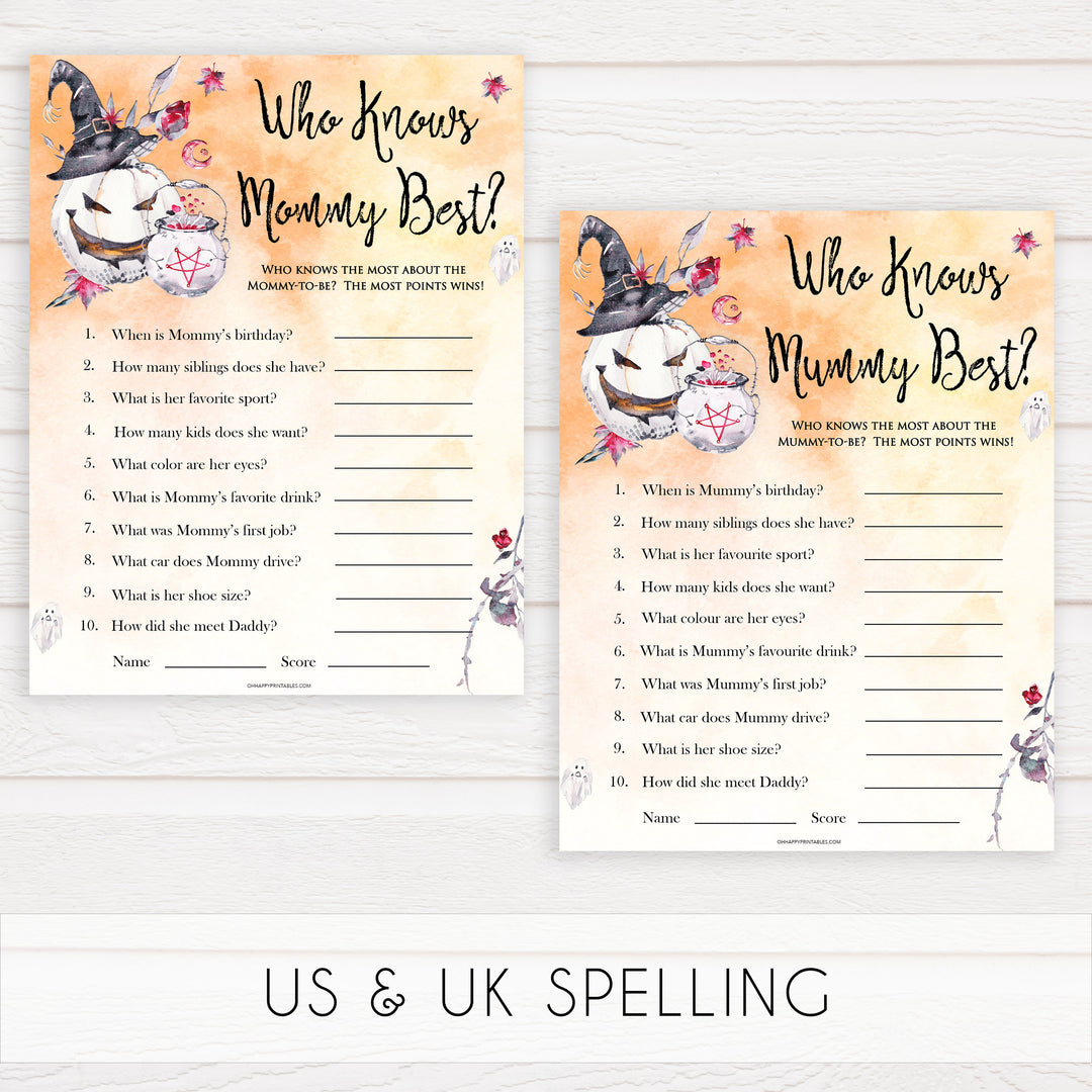 Halloween pumpkin baby games, who knows mummy best baby games, printable baby games, best baby games, top baby games halloween baby shower, halloween baby ideas, best baby games