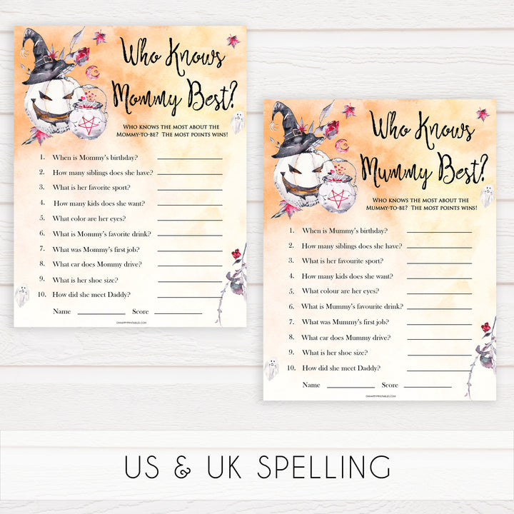 Halloween pumpkin baby games, who knows mummy best baby games, printable baby games, best baby games, top baby games halloween baby shower, halloween baby ideas, best baby games