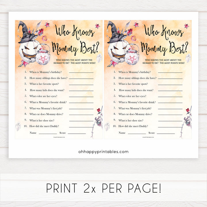 Halloween pumpkin baby games, who knows mummy best baby games, printable baby games, best baby games, top baby games halloween baby shower, halloween baby ideas, best baby games