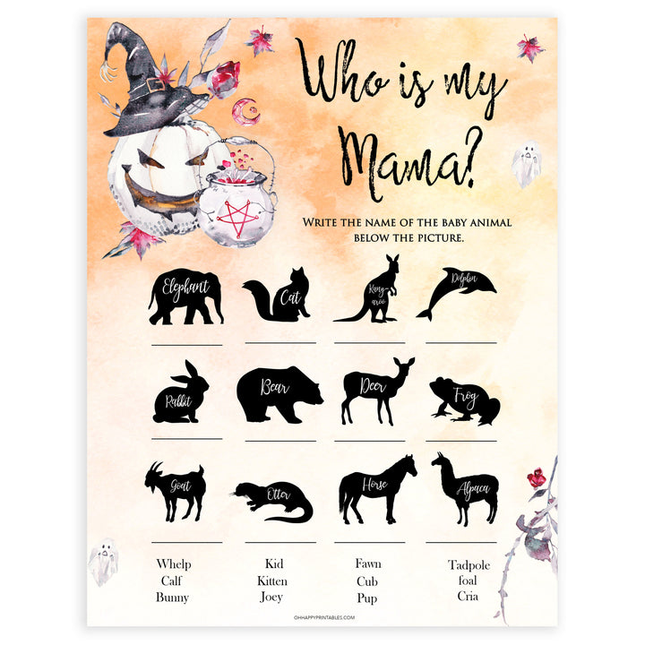 Halloween pumpkin baby games, who is my mama baby games, printable baby games, best baby games, top baby games halloween baby shower, halloween baby ideas, best baby games