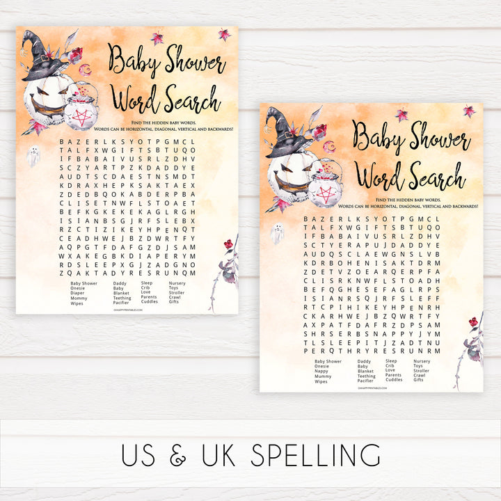 Halloween pumpkin baby games, word search baby games, printable baby games, best baby games, top baby games halloween baby shower, halloween baby ideas, best baby games