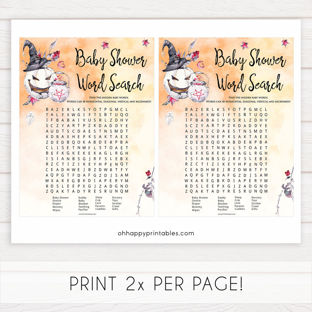 Halloween pumpkin baby games, word search baby games, printable baby games, best baby games, top baby games halloween baby shower, halloween baby ideas, best baby games