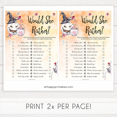 Halloween pumpkin baby games, would she rather baby games, printable baby games, best baby games, top baby games halloween baby shower, halloween baby ideas, best baby games