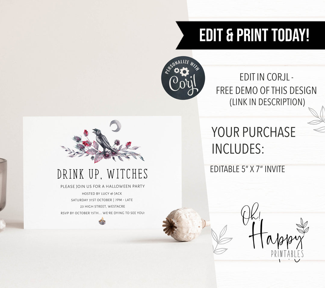 halloween invitations, editable halloween invitations, printable halloween invitations, spooky halloween invitations