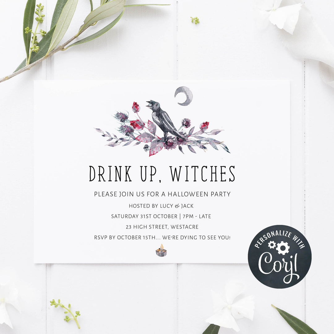 halloween invitations, editable halloween invitations, printable halloween invitations, spooky halloween invitations