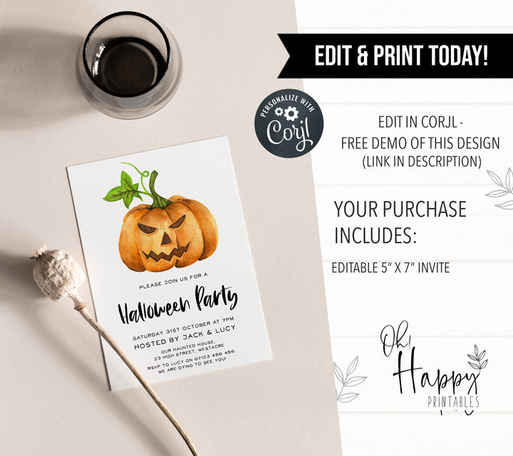 halloween invitations, editable halloween invitations, printable halloween invitations, spooky halloween invitations