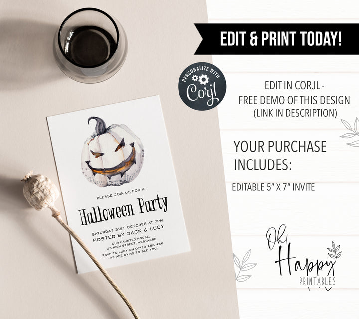 halloween invitations, editable halloween invitations, printable halloween invitations, spooky halloween invitations