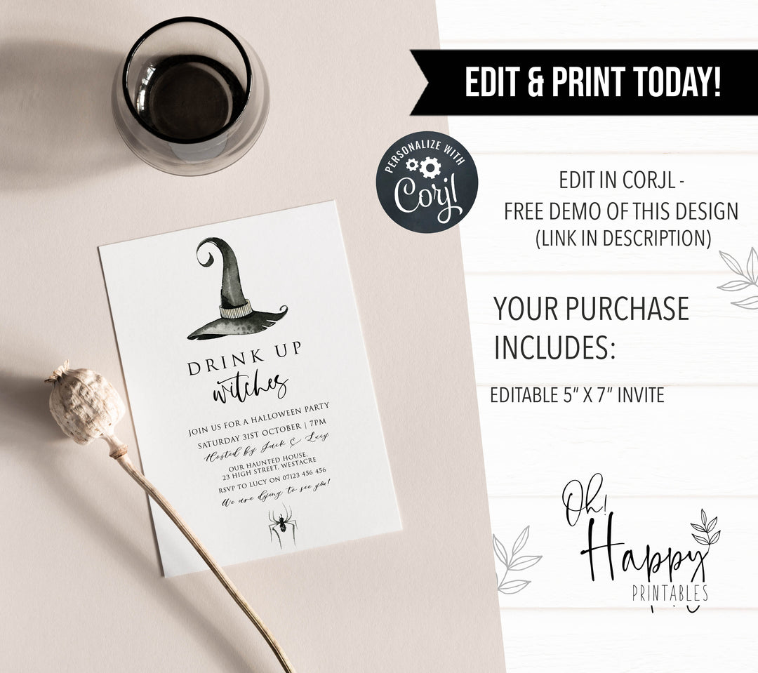 halloween invitations, editable halloween invitations, printable halloween invitations, spooky halloween invitations