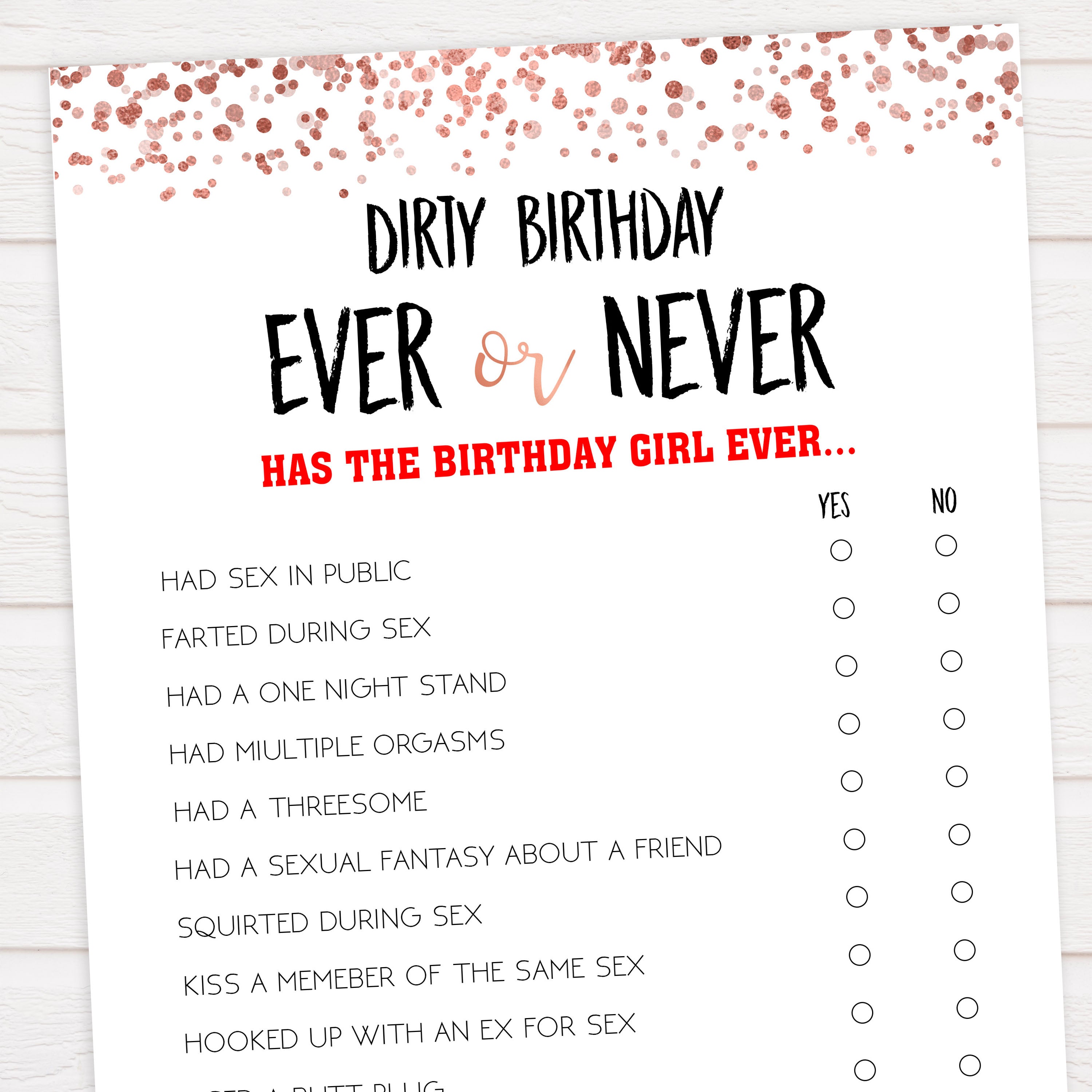 dirty birthday ever or never game, ever or never birthday game, printable birthday games, adult birthday games