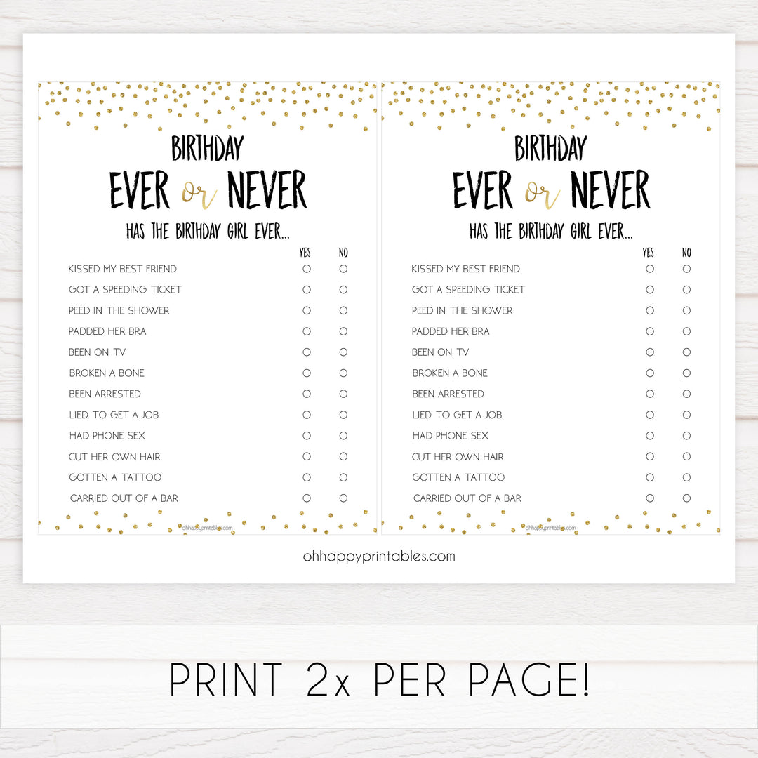 birthday have i ever game, printable birthday game, gold glitter birthday game, gold games, have i ever printablebirthday have i ever game, printable birthday game, gold glitter birthday game, gold games, have i ever printable