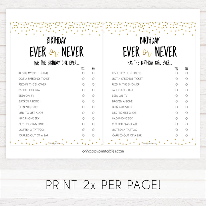 birthday have i ever game, printable birthday game, gold glitter birthday game, gold games, have i ever printablebirthday have i ever game, printable birthday game, gold glitter birthday game, gold games, have i ever printable