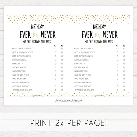birthday have i ever game, printable birthday game, gold glitter birthday game, gold games, have i ever printablebirthday have i ever game, printable birthday game, gold glitter birthday game, gold games, have i ever printable