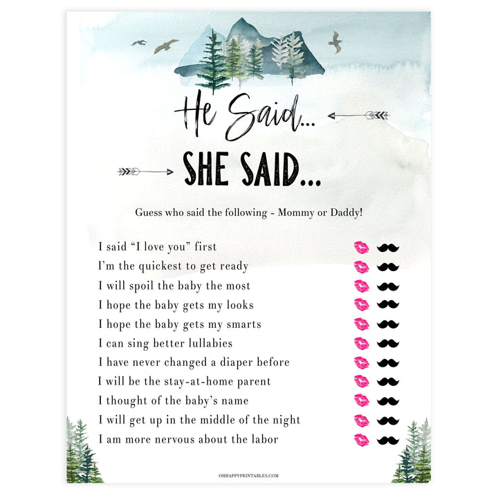 he said she said baby game, Printable baby shower games, adventure awaits baby games, baby shower games, fun baby shower ideas, top baby shower ideas, adventure awaits baby shower, baby shower games, fun adventure baby shower ideas