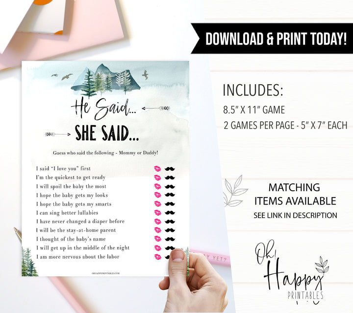 he said she said baby game, Printable baby shower games, adventure awaits baby games, baby shower games, fun baby shower ideas, top baby shower ideas, adventure awaits baby shower, baby shower games, fun adventure baby shower ideas