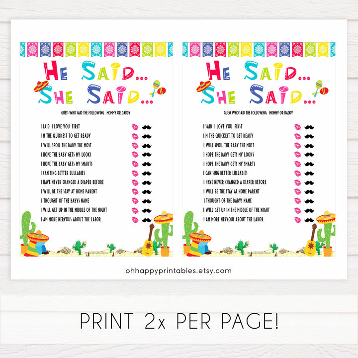 he said she said baby game, Printable baby shower games, Mexican fiesta fun baby games, baby shower games, fun baby shower ideas, top baby shower ideas, fiesta shower baby shower, fiesta baby shower ideas