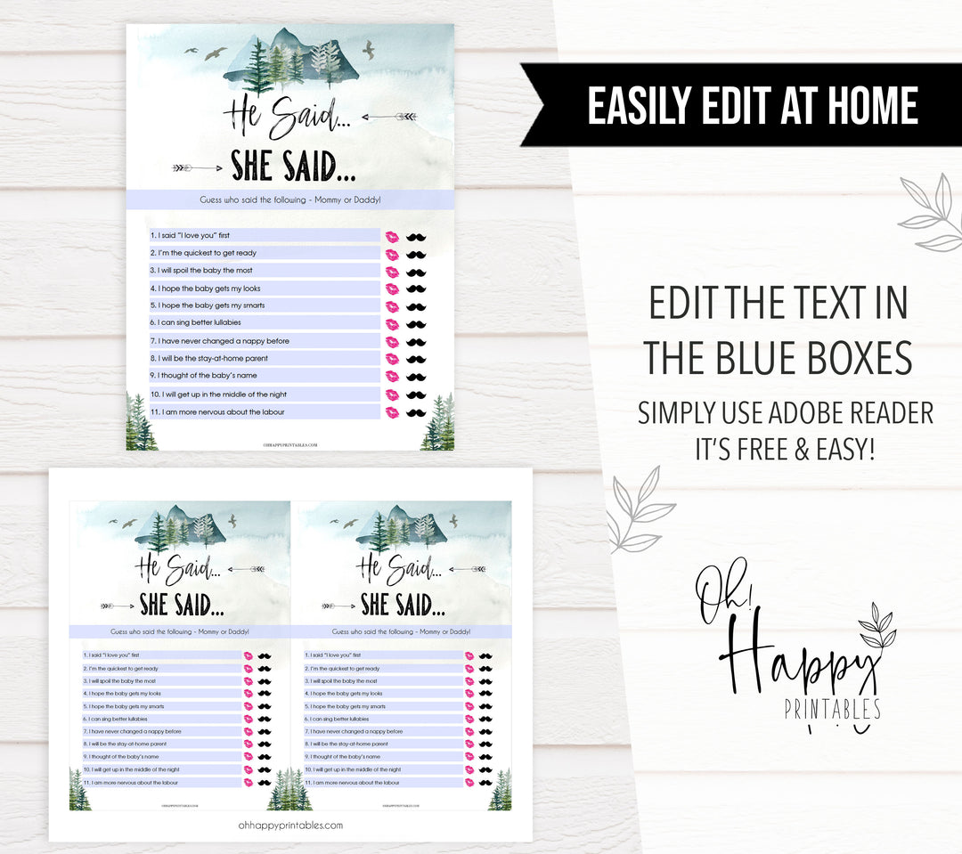 he said she said baby game, Printable baby shower games, adventure awaits baby games, baby shower games, fun baby shower ideas, top baby shower ideas, adventure awaits baby shower, baby shower games, fun adventure baby shower ideas