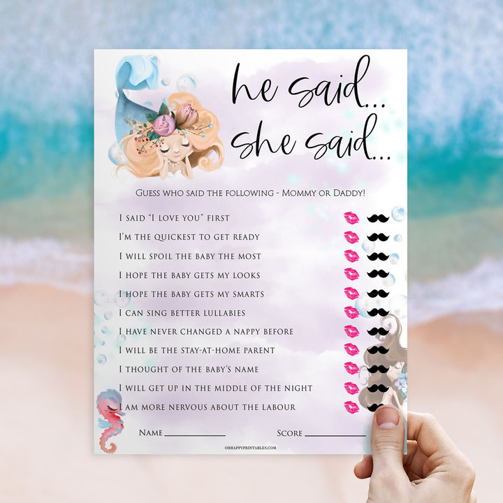 he said she said baby shower games, Printable baby shower games, little mermaid baby games, baby shower games, fun baby shower ideas, top baby shower ideas, little mermaid baby shower, baby shower games, pink hearts baby shower ideas