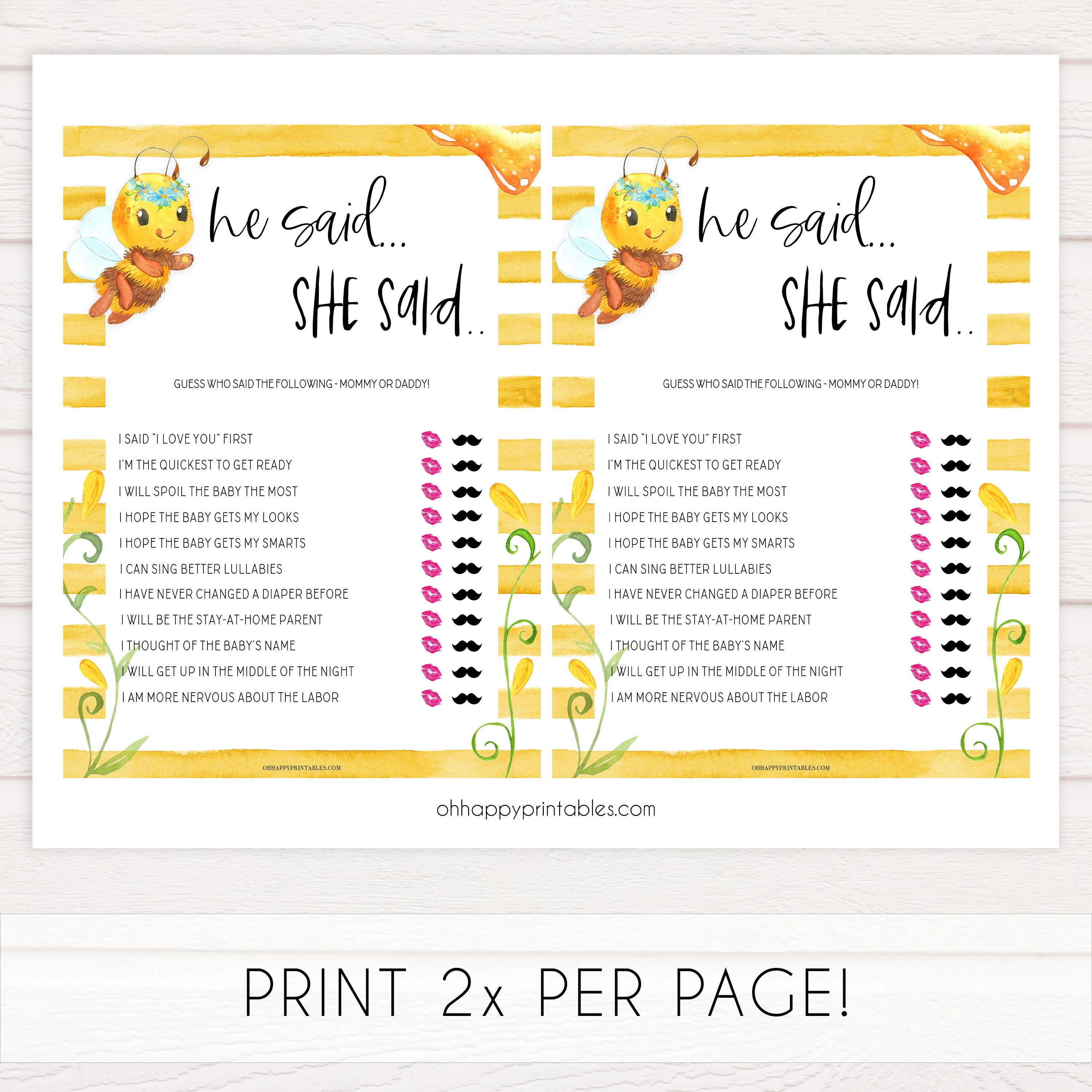 he said she said baby game, Printable baby shower games, mommy bee fun baby games, baby shower games, fun baby shower ideas, top baby shower ideas, mommy to bee baby shower, friends baby shower ideas