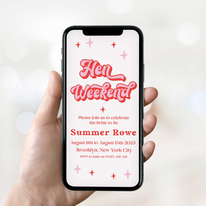 editable bridal shower invitation in a 70s style. Easy to edit and download and ready to send to friends via WhatsApp, Facebook, or SMS