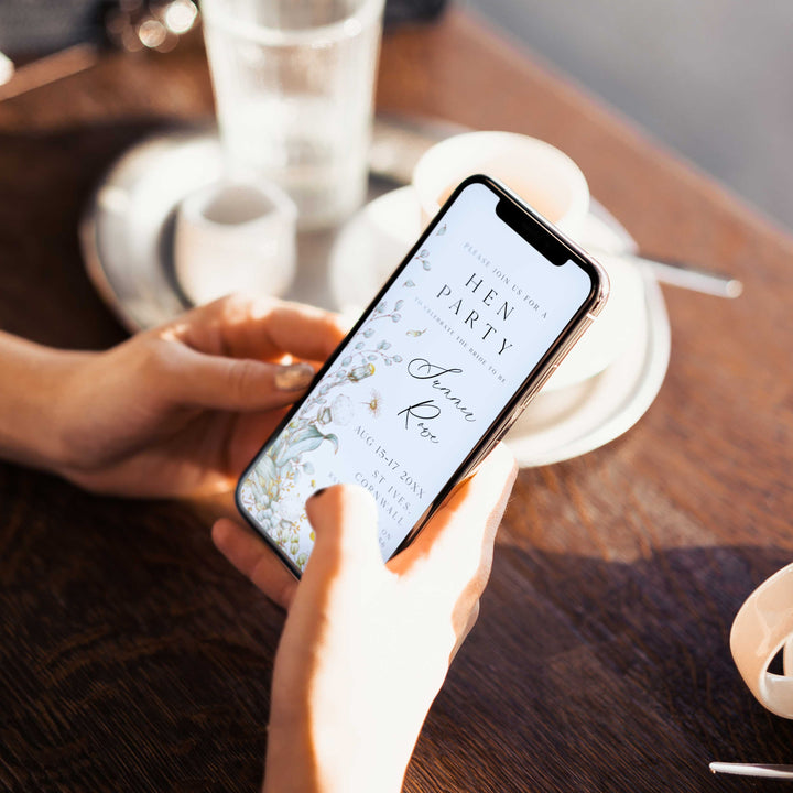 editable summer garden bridal shower mobile invitation, printable floral hen party invitation, summer garden bridal theme