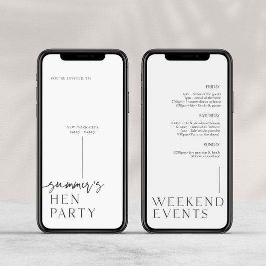 Fully editable, printable and mobile bachelorette invitation and welcome signs with a modern minimalist design. Perfect for a modern minimalist Bachelorette themed party