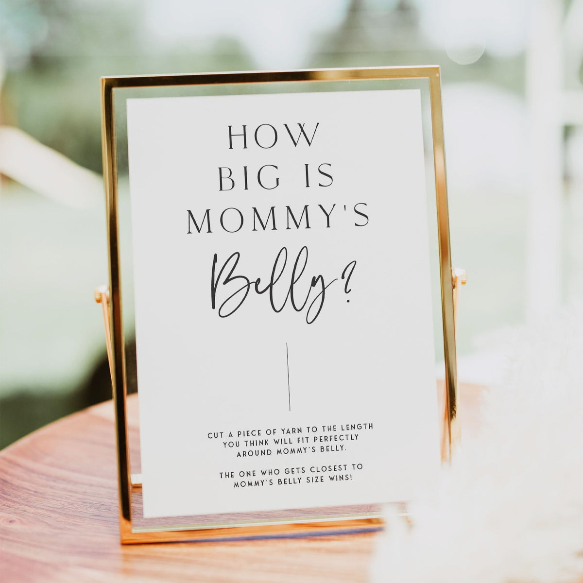 Printable baby shower game how big is mommy's belly with a modern minimalist design