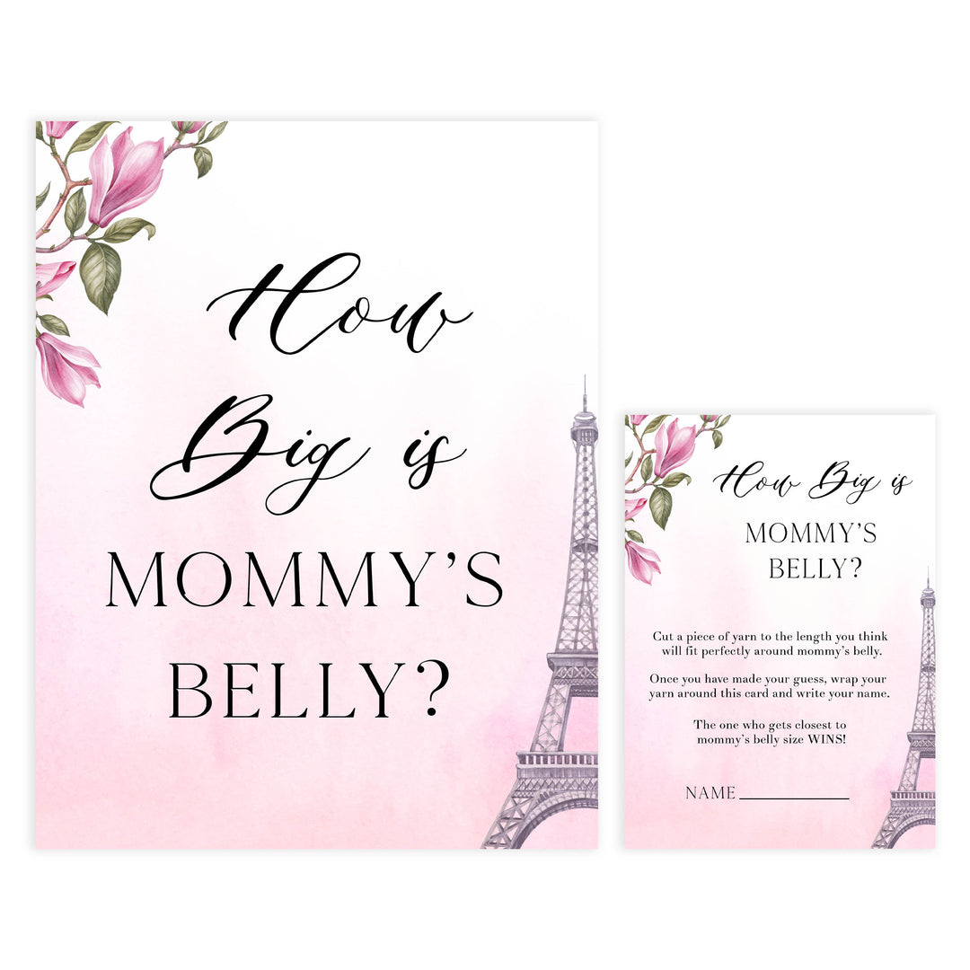 how big is mommys belly, Paris baby shower games, printable baby shower games, Parisian baby shower games, fun baby shower games
