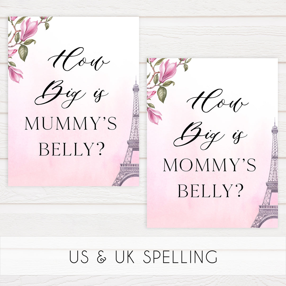 how big is mommys belly, Paris baby shower games, printable baby shower games, Parisian baby shower games, fun baby shower games