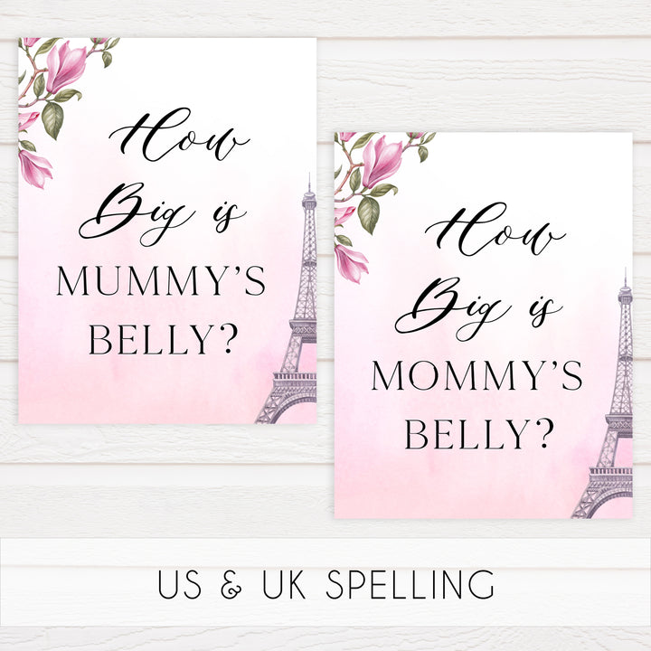 how big is mommys belly, Paris baby shower games, printable baby shower games, Parisian baby shower games, fun baby shower games