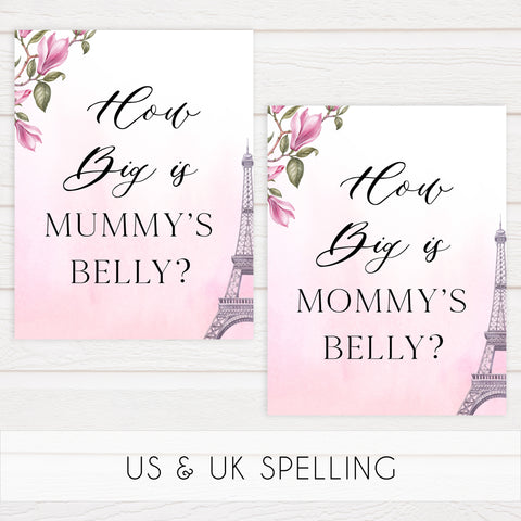how big is mommys belly, Paris baby shower games, printable baby shower games, Parisian baby shower games, fun baby shower games