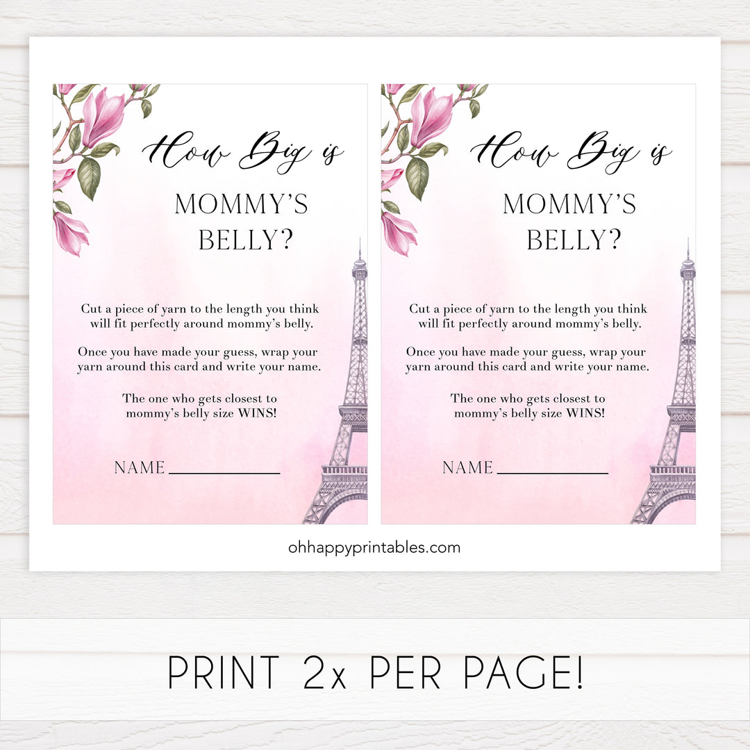 how big is mommys belly, Paris baby shower games, printable baby shower games, Parisian baby shower games, fun baby shower games