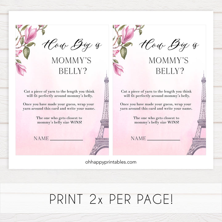 how big is mommys belly, Paris baby shower games, printable baby shower games, Parisian baby shower games, fun baby shower games
