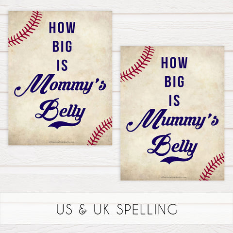 Baseball How Big Is Mommy's Belly, Mommys Belly Game, Baby Shower Games, Baseball Baby Games, Guess Mommys Belly, Funny Baby Games, fun baby shower games, printable baby shower games, popular baby shower games