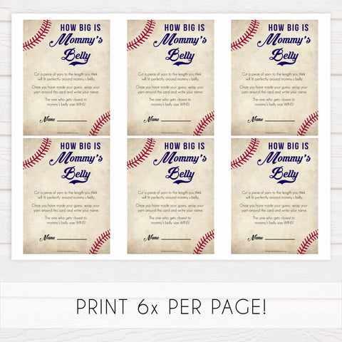 Baseball How Big Is Mommy's Belly, Mommys Belly Game, Baby Shower Games, Baseball Baby Games, Guess Mommys Belly, Funny Baby Games, fun baby shower games, printable baby shower games, popular baby shower games