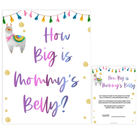 how big is mommys belly game, Printable baby shower games, llama fiesta fun baby games, baby shower games, fun baby shower ideas, top baby shower ideas, Llama fiesta shower baby shower, fiesta baby shower ideas