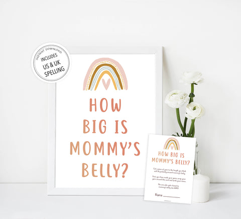 how big is mommys belly game, Printable baby shower games, boho rainbow baby games, baby shower games, fun baby shower ideas, top baby shower ideas, boho rainbow baby shower, baby shower games, fun boho rainbow baby shower ideas