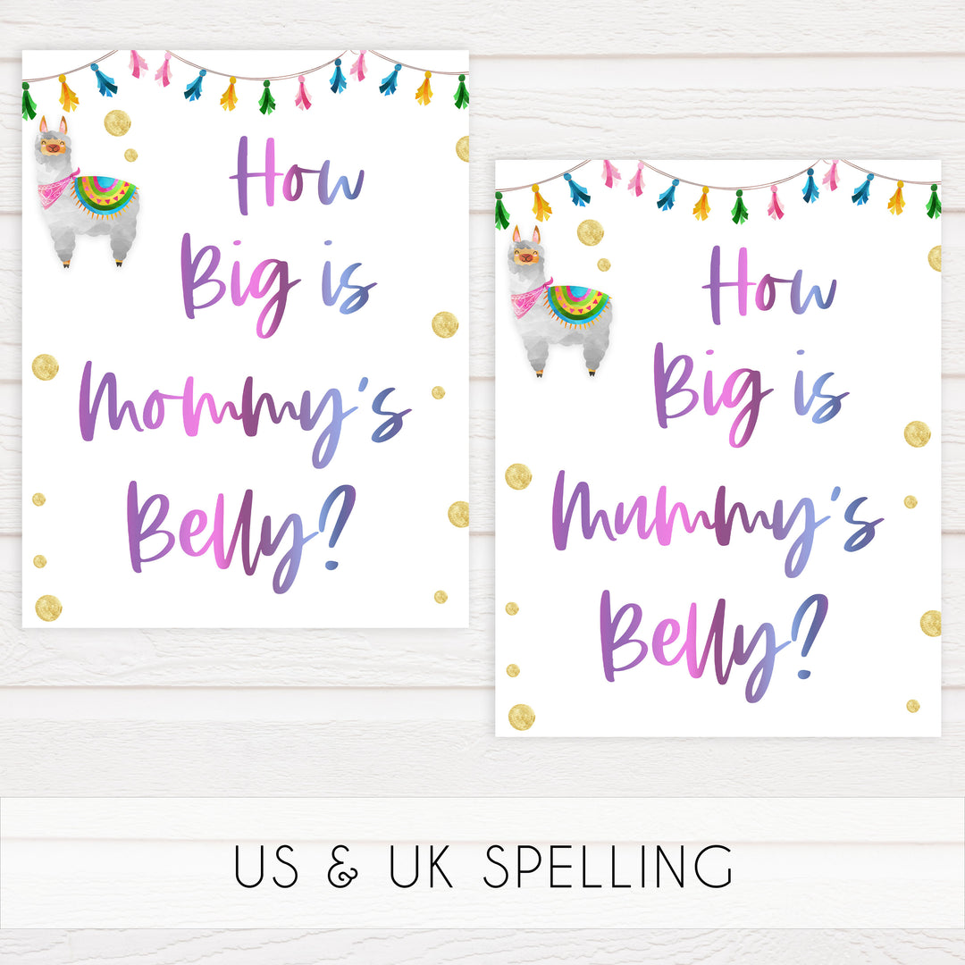 how big is mommys belly game, Printable baby shower games, llama fiesta fun baby games, baby shower games, fun baby shower ideas, top baby shower ideas, Llama fiesta shower baby shower, fiesta baby shower ideas