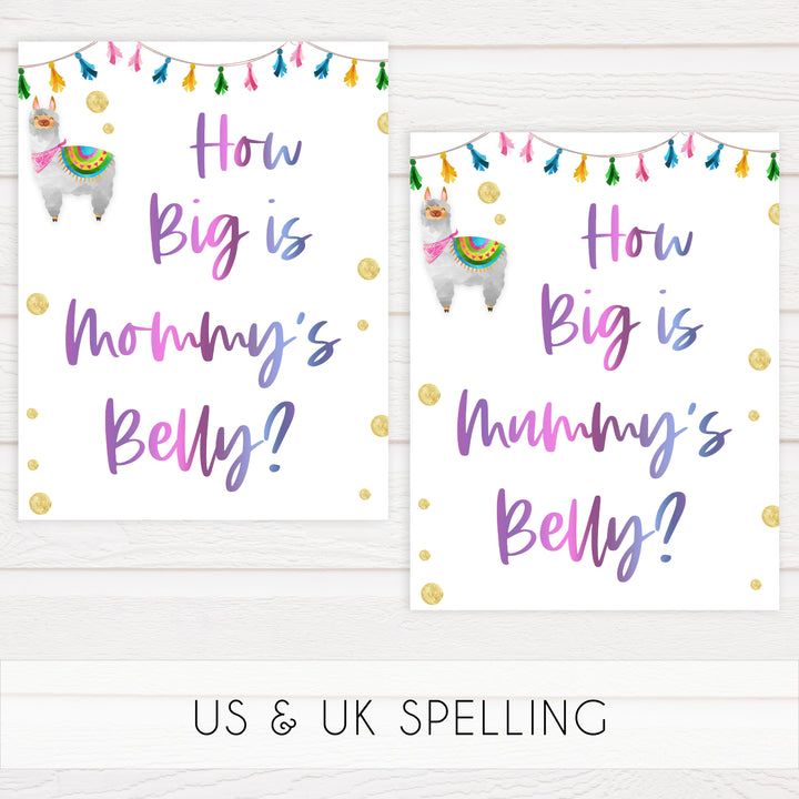 how big is mommys belly game, Printable baby shower games, llama fiesta fun baby games, baby shower games, fun baby shower ideas, top baby shower ideas, Llama fiesta shower baby shower, fiesta baby shower ideas