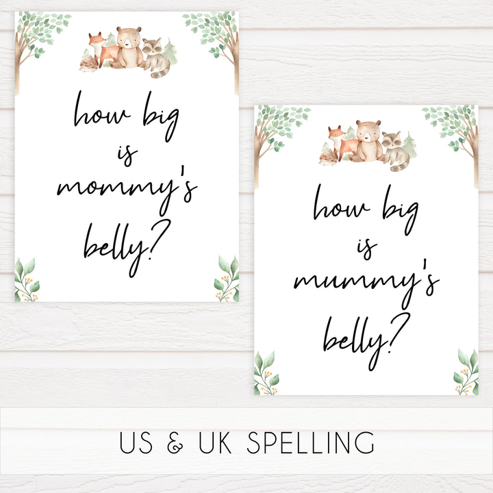 how big is mommys belly game, Printable baby shower games, woodland animals baby games, baby shower games, fun baby shower ideas, top baby shower ideas, woodland baby shower, baby shower games, fun woodland animals baby shower ideas